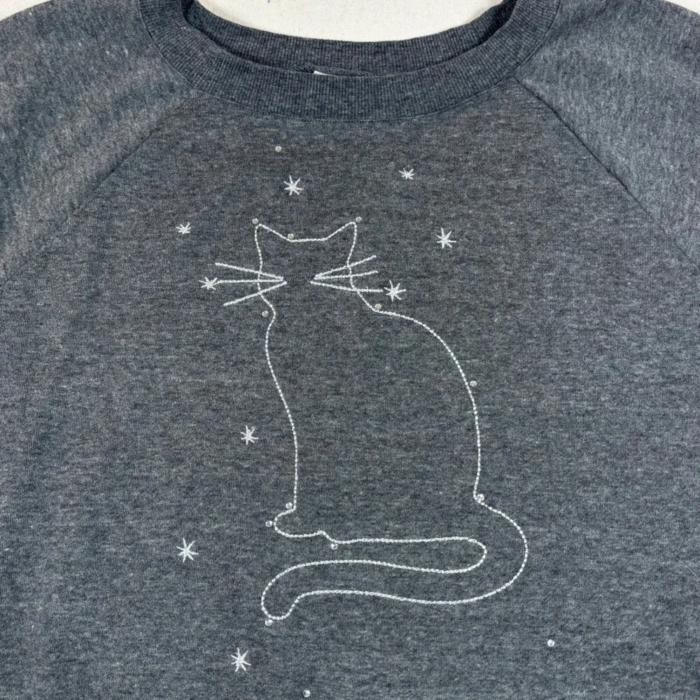 ModCloth Charcoal Gray Cat Graphic Sweatshirt - Picture 3 of 10